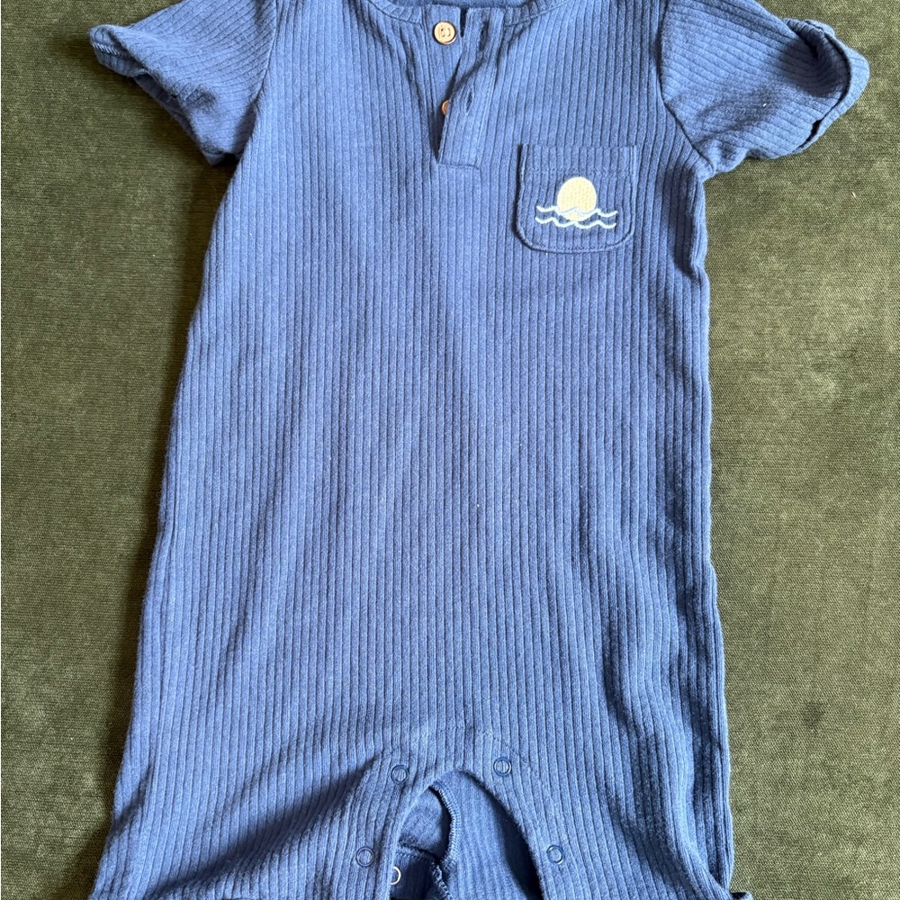 Cloud Island Baby Boy Blue Ribbed Romper - 18m